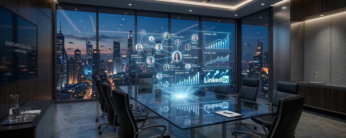 LinkedIn içerik analitiğini ve strateji planlamasını gösteren bir tablet ekranı detayı.